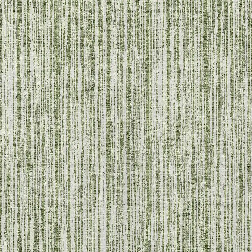Green And Ivory Striped Washable Indoor Outdoor Area Rug Photo 4