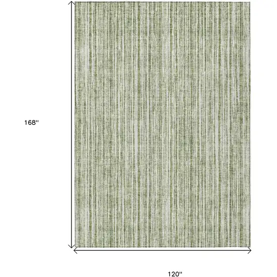 Green And Ivory Striped Washable Indoor Outdoor Area Rug Photo 3