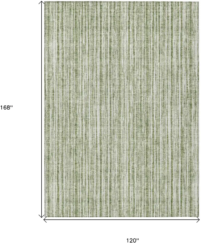 Green And Ivory Striped Washable Indoor Outdoor Area Rug Photo 3