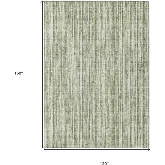 Green And Ivory Striped Washable Indoor Outdoor Area Rug Photo 3