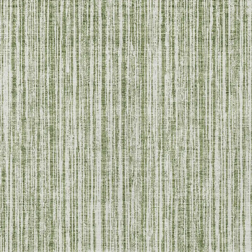 Green And Ivory Striped Washable Indoor Outdoor Area Rug Photo 4