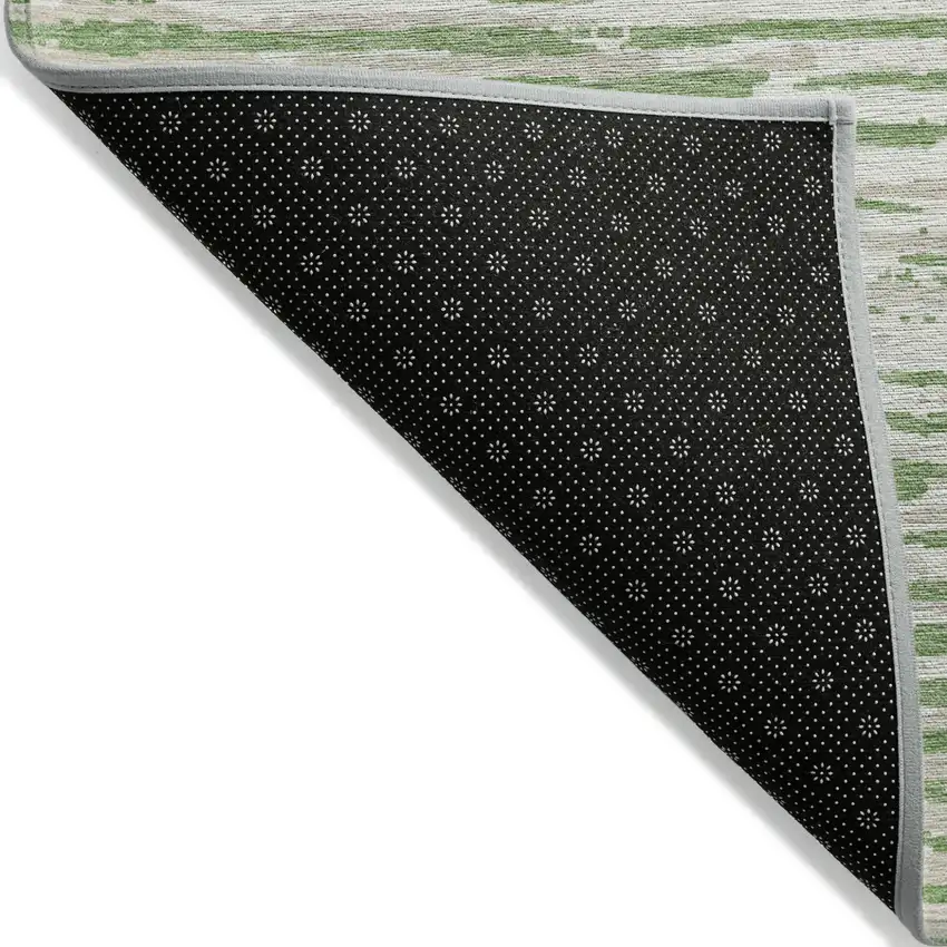 Green And Ivory Striped Washable Indoor Outdoor Area Rug Photo 4
