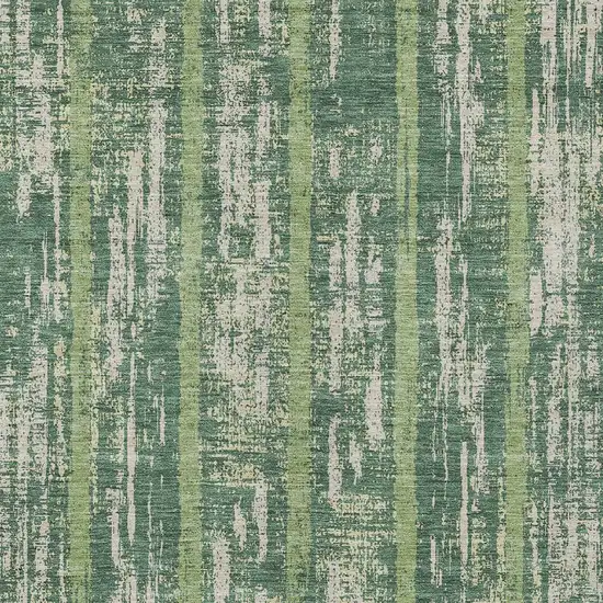 Green And Ivory Striped Washable Indoor Outdoor Area Rug Photo 6