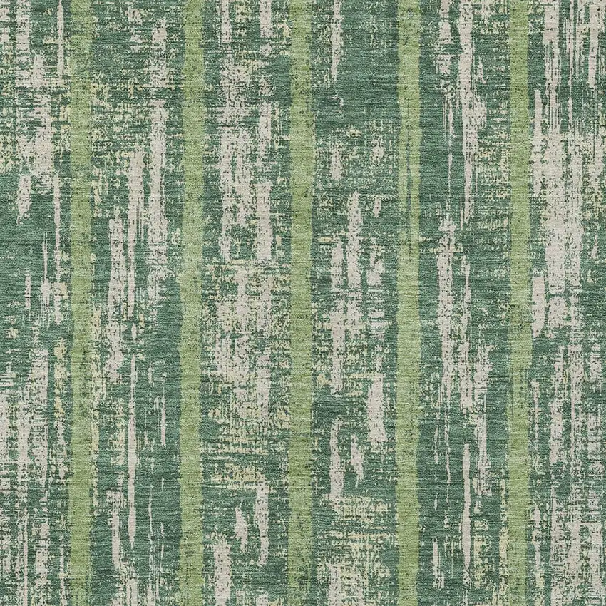 Green And Ivory Striped Washable Indoor Outdoor Area Rug Photo 6