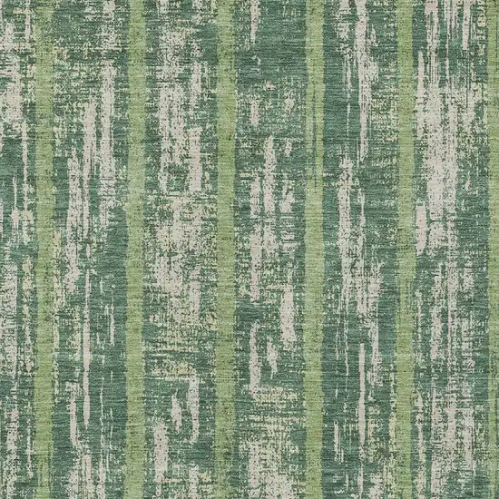Green And Ivory Striped Washable Indoor Outdoor Area Rug Photo 6