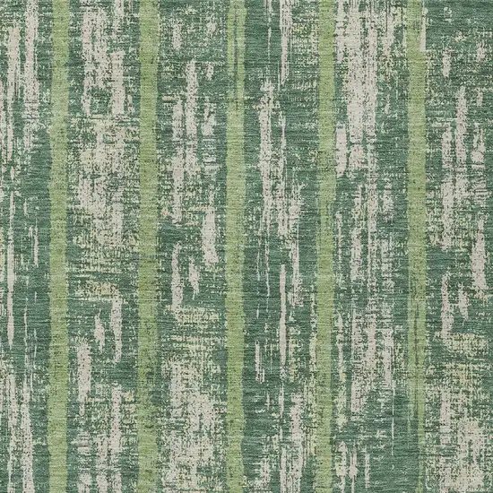 Green And Ivory Striped Washable Indoor Outdoor Area Rug Photo 6