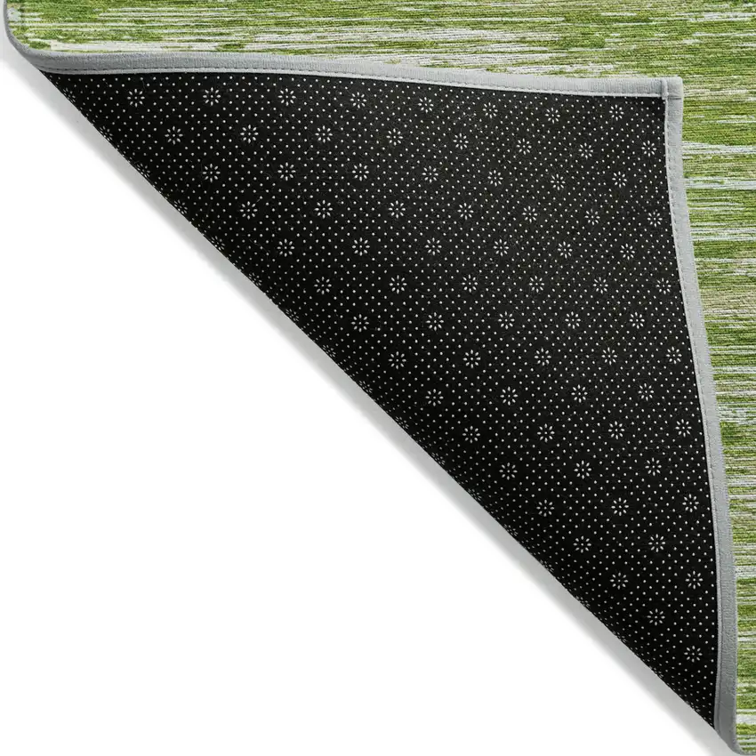 Green And Ivory Striped Washable Indoor Outdoor Area Rug Photo 4
