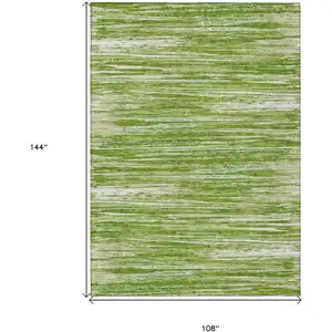 Photo of Green And Ivory Striped Washable Indoor Outdoor Area Rug