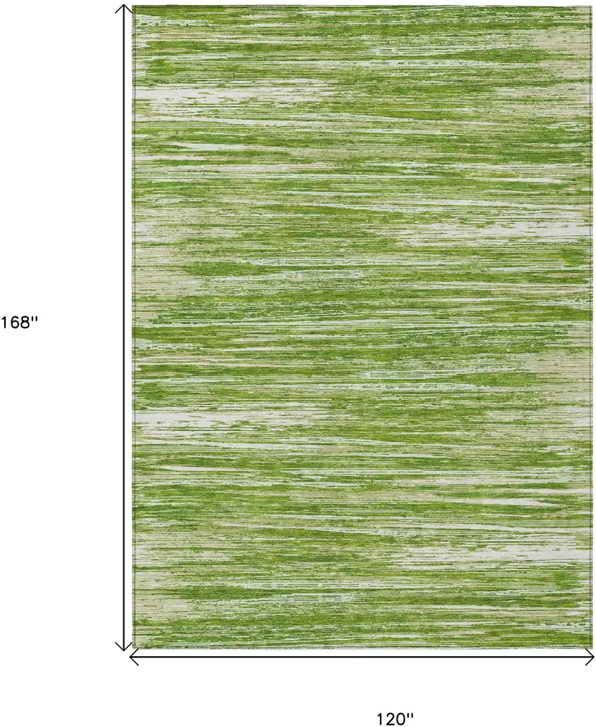 Green And Ivory Striped Washable Indoor Outdoor Area Rug Photo 3