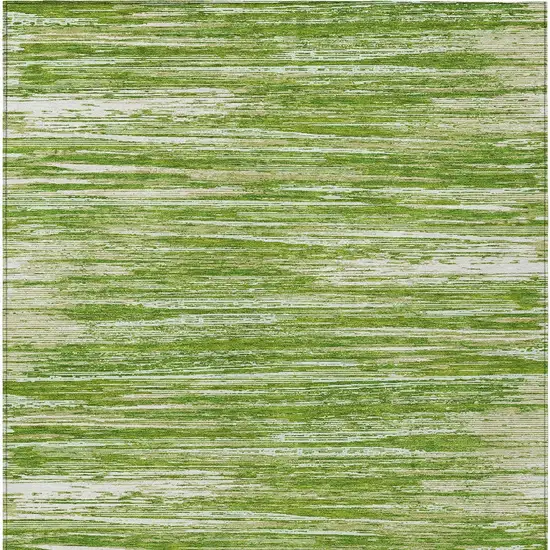 Green And Ivory Striped Washable Indoor Outdoor Area Rug Photo 7