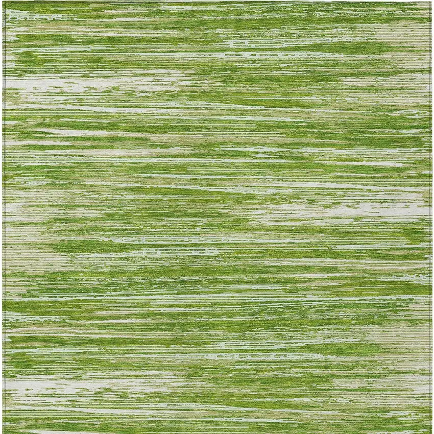 Green And Ivory Striped Washable Indoor Outdoor Area Rug Photo 7