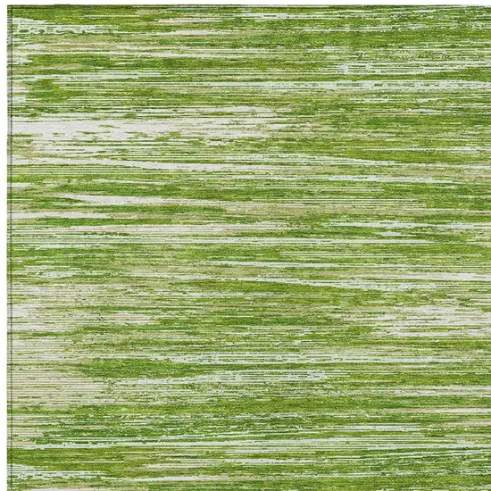 Green And Ivory Striped Washable Indoor Outdoor Area Rug Photo 6