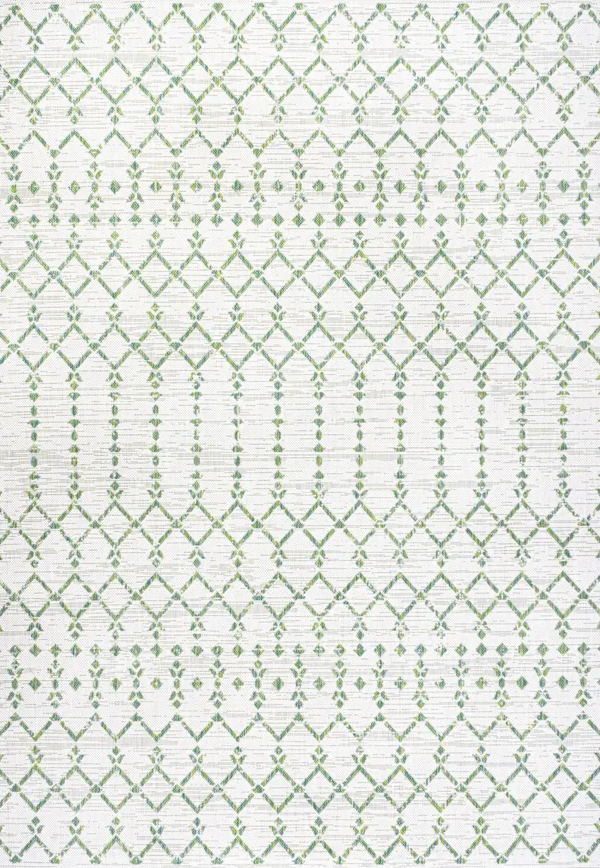 Green And Ivory Trellis Indoor Outdoor Area Rug Photo 1