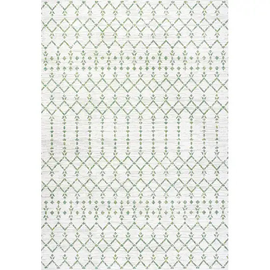 Green And Ivory Trellis Indoor Outdoor Area Rug Photo 1