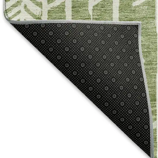 Green And Ivory Tribal Washable Area Rug With UV Protection Photo 7