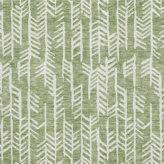 Green And Ivory Tribal Washable Area Rug With UV Protection Photo 3