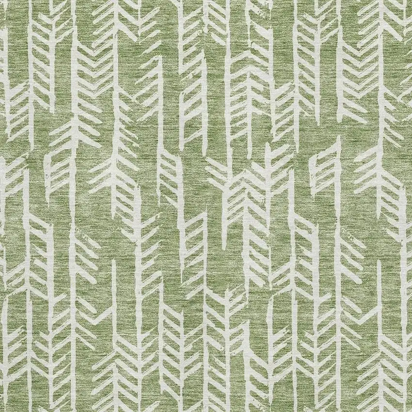 Green And Ivory Tribal Washable Area Rug With UV Protection Photo 3