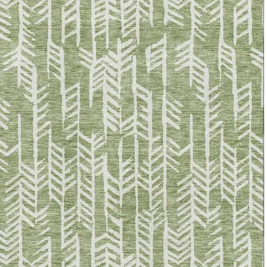 Green And Ivory Tribal Washable Area Rug With UV Protection Photo 3