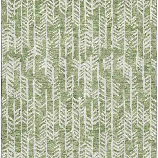 Green And Ivory Tribal Washable Area Rug With UV Protection Photo 4