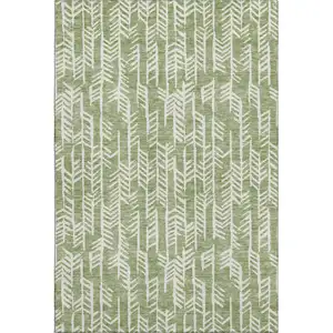 Photo of Green And Ivory Tribal Washable Area Rug With UV Protection