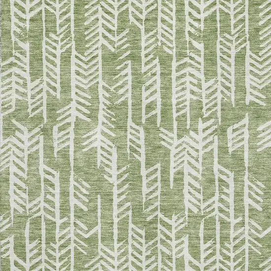 Green And Ivory Tribal Washable Area Rug With UV Protection Photo 3