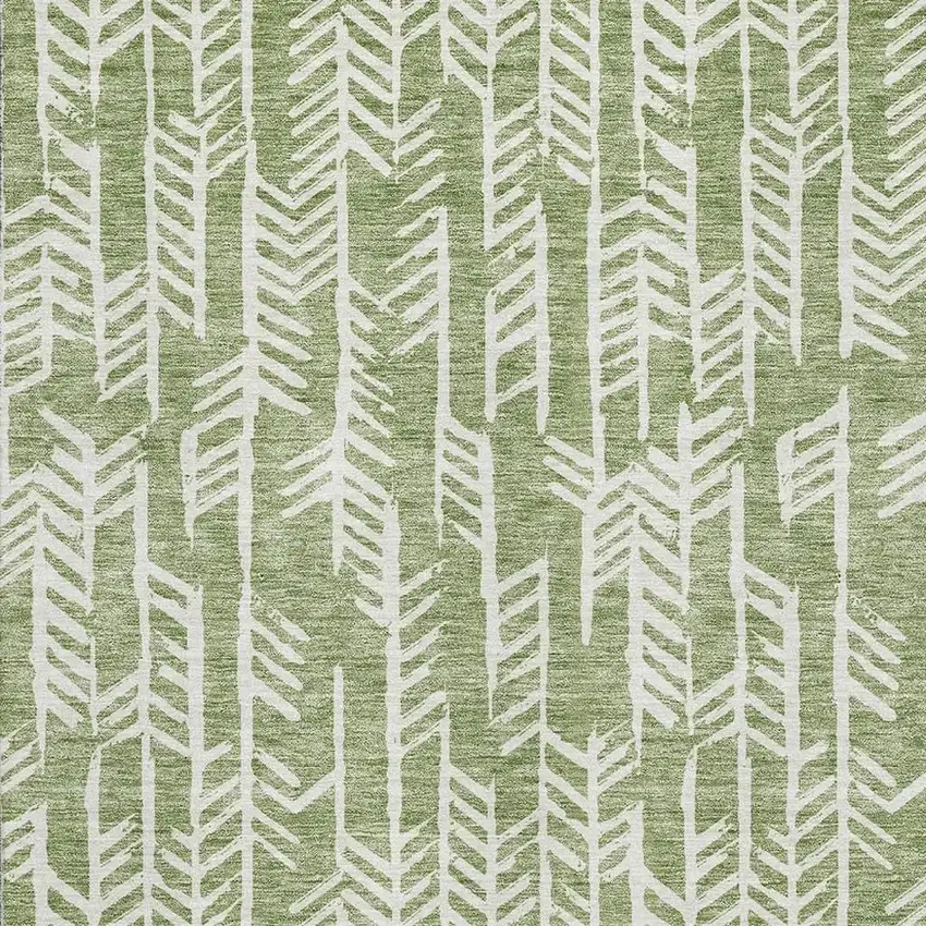 Green And Ivory Tribal Washable Area Rug With UV Protection Photo 3