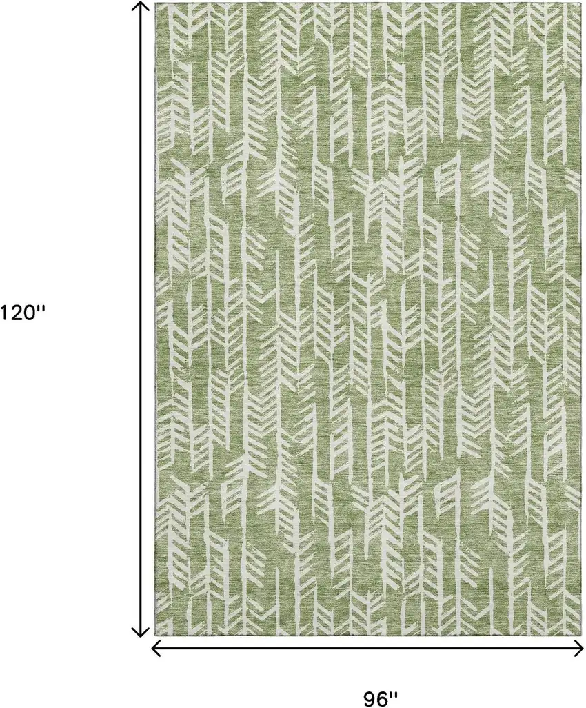 Green And Ivory Tribal Washable Area Rug With UV Protection Photo 3