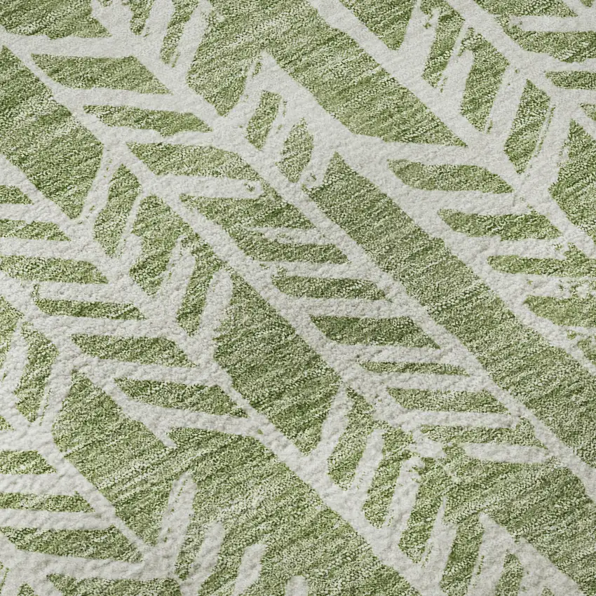 Green And Ivory Tribal Washable Area Rug With UV Protection Photo 9
