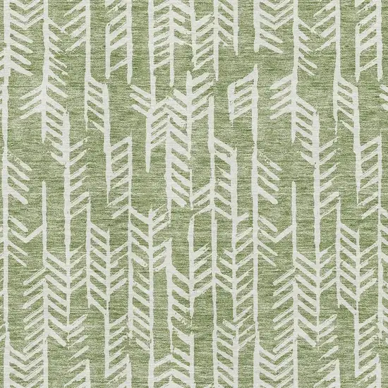 Green And Ivory Tribal Washable Area Rug With UV Protection Photo 3