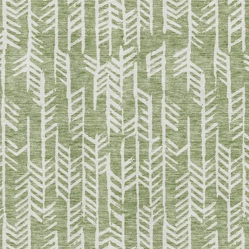 Green And Ivory Tribal Washable Area Rug With UV Protection Photo 3