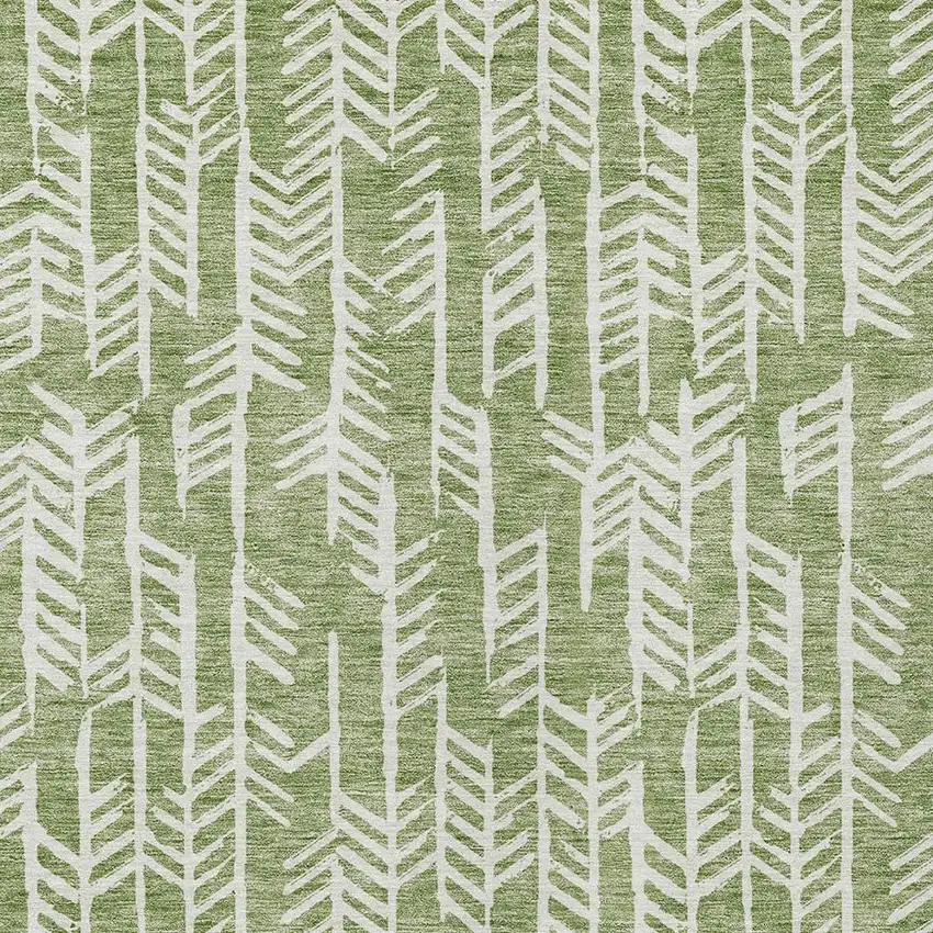 Green And Ivory Tribal Washable Indoor Outdoor Area Rug Photo 6