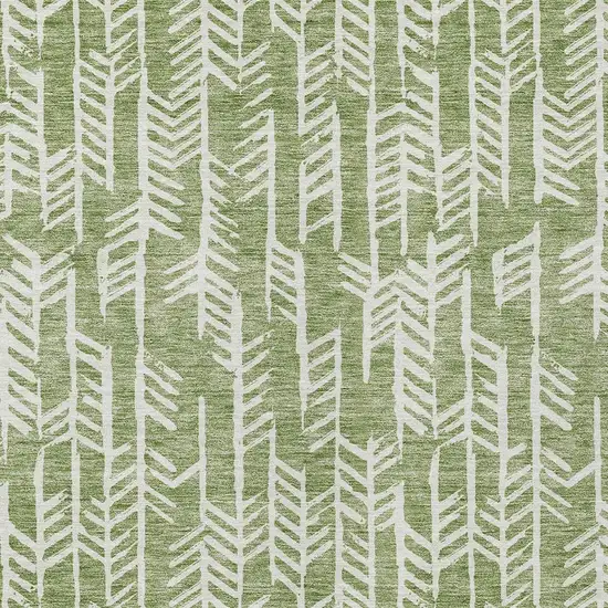 Green And Ivory Tribal Washable Indoor Outdoor Area Rug Photo 6