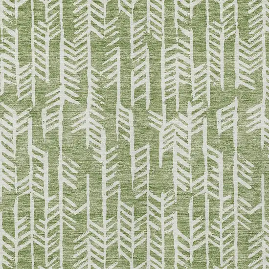 Green And Ivory Tribal Washable Indoor Outdoor Area Rug Photo 6