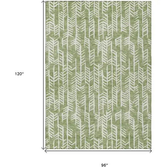 Green And Ivory Tribal Washable Indoor Outdoor Area Rug Photo 3