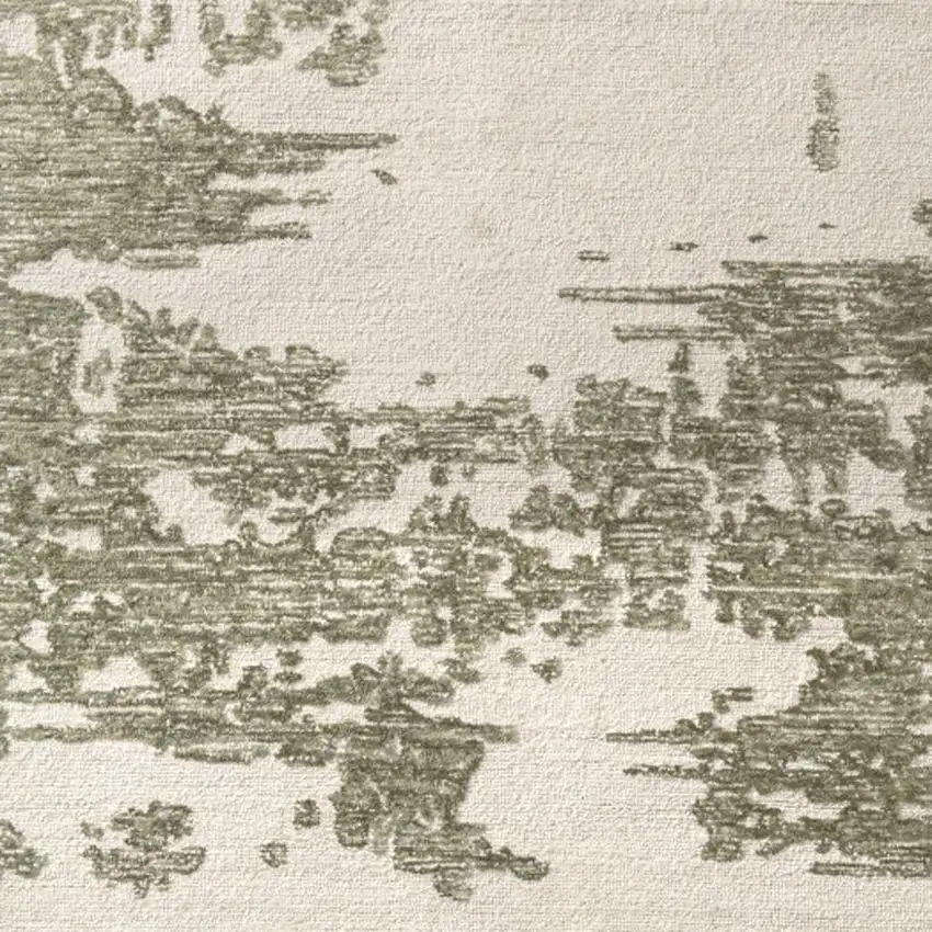 Green And Ivory Wool Abstract Hand Tufted Square Rug Photo 4