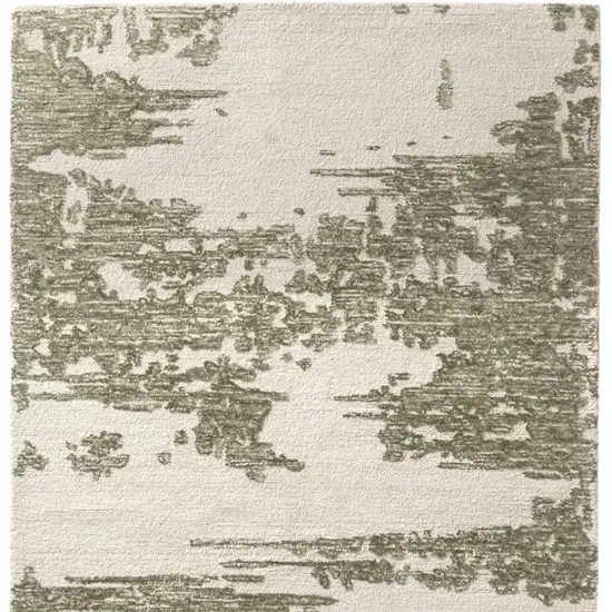 Green And Ivory Wool Abstract Hand Tufted Square Rug Photo 5