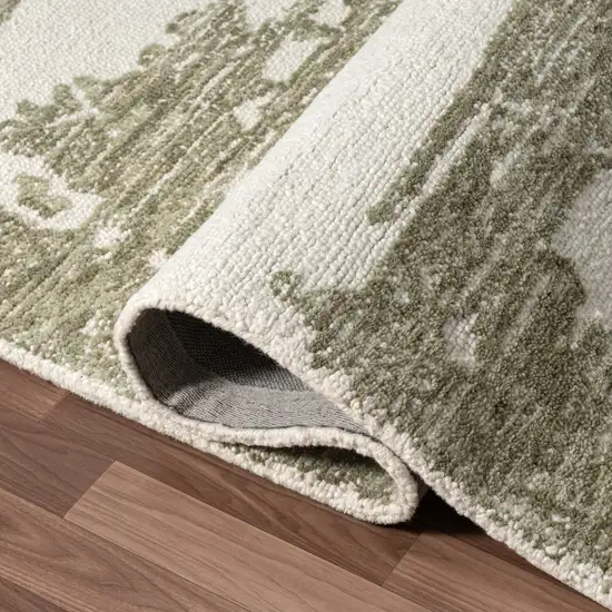 Green And Ivory Wool Abstract Hand Tufted Square Rug Photo 7