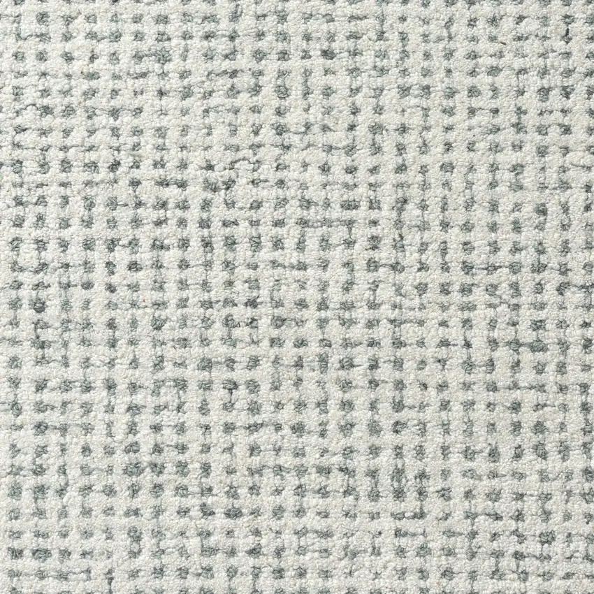 Green And Ivory Wool Checkered Hand Tufted Square Rug Photo 9