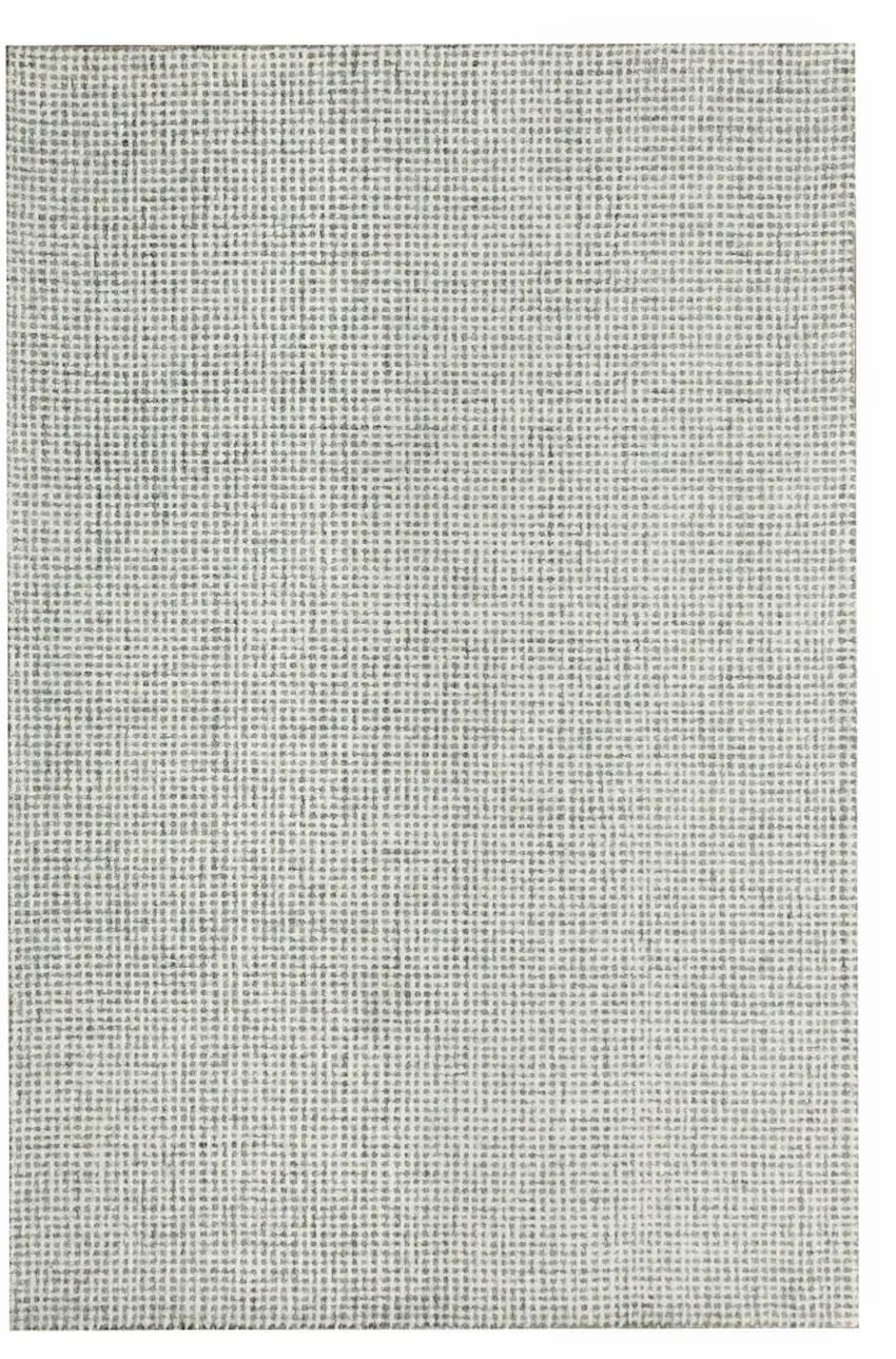 Green And Ivory Wool Checkered Hand Tufted Square Rug Photo 2