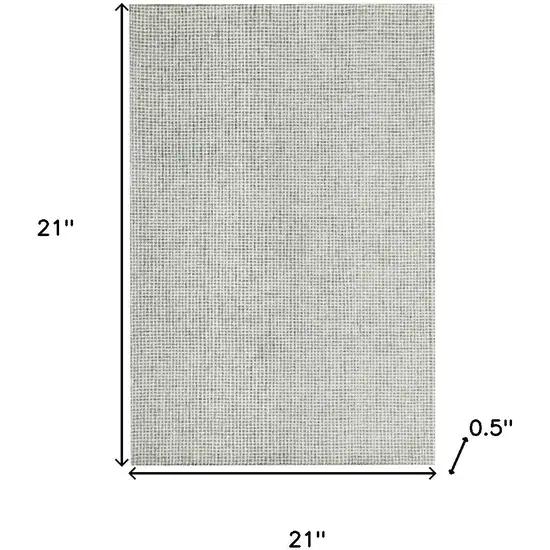 Green And Ivory Wool Checkered Hand Tufted Square Rug Photo 3