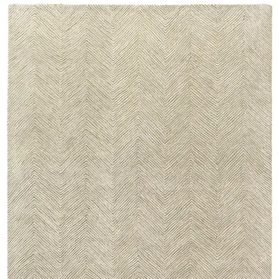 Green And Ivory Wool Chevron Hand Tufted Area Rug Photo 5