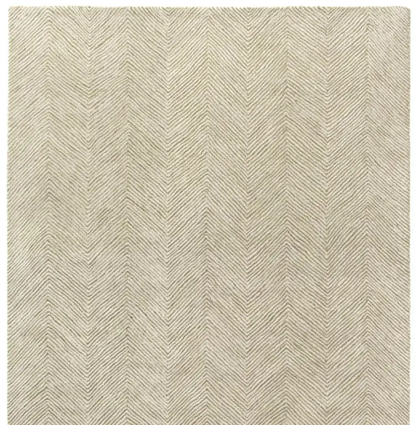 Green And Ivory Wool Chevron Hand Tufted Area Rug Photo 5
