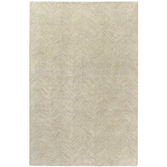 Green And Ivory Wool Chevron Hand Tufted Area Rug Photo 2