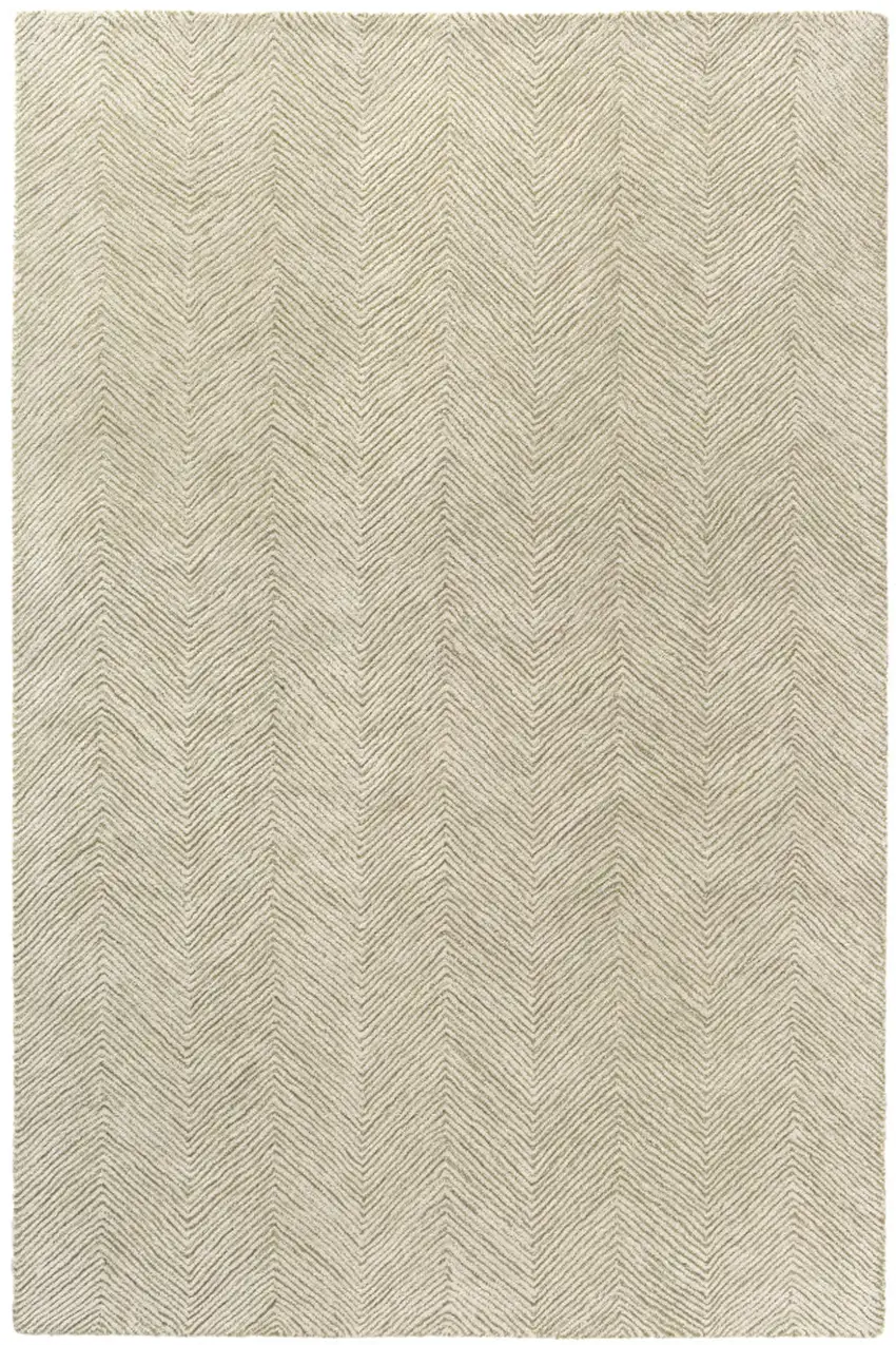 Green And Ivory Wool Chevron Hand Tufted Area Rug Photo 2