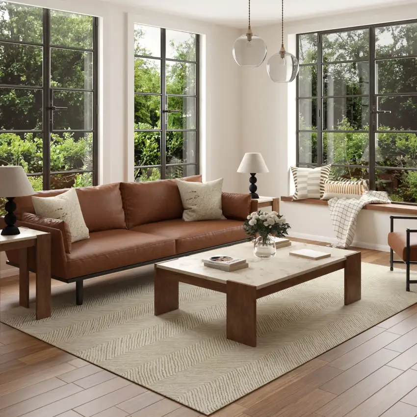 Green And Ivory Wool Chevron Hand Tufted Area Rug Photo 6