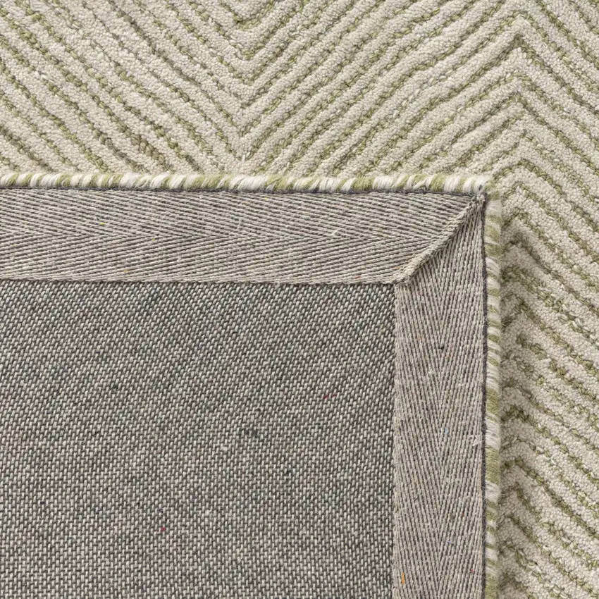 Green And Ivory Wool Chevron Hand Tufted Area Rug Photo 9