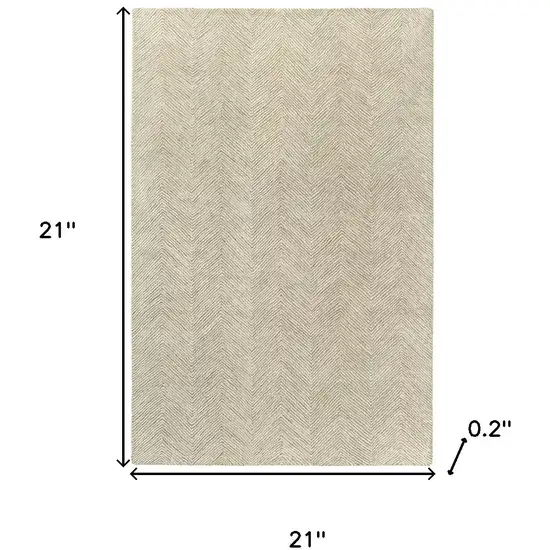 Green And Ivory Wool Chevron Hand Tufted Area Rug Photo 3