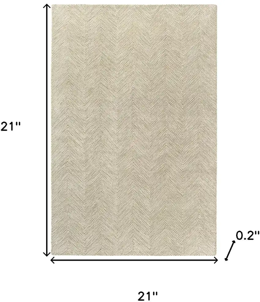 Green And Ivory Wool Chevron Hand Tufted Area Rug Photo 3