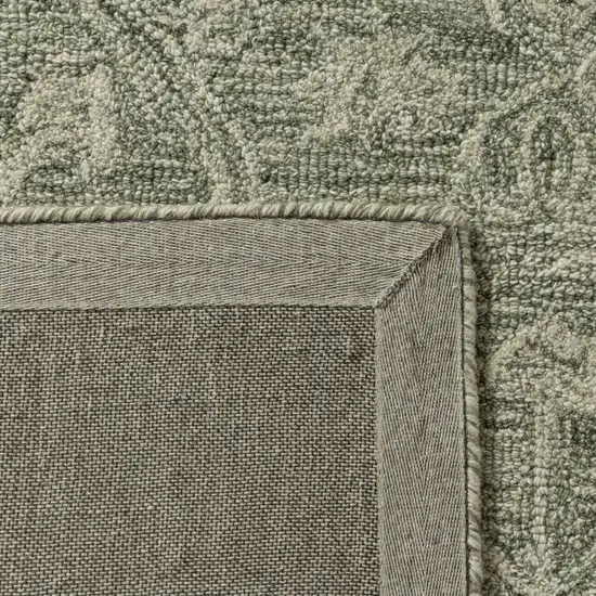 Green And Ivory Wool Floral Hand Tufted Area Rug Photo 9