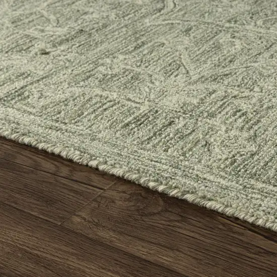 Green And Ivory Wool Floral Hand Tufted Area Rug Photo 7
